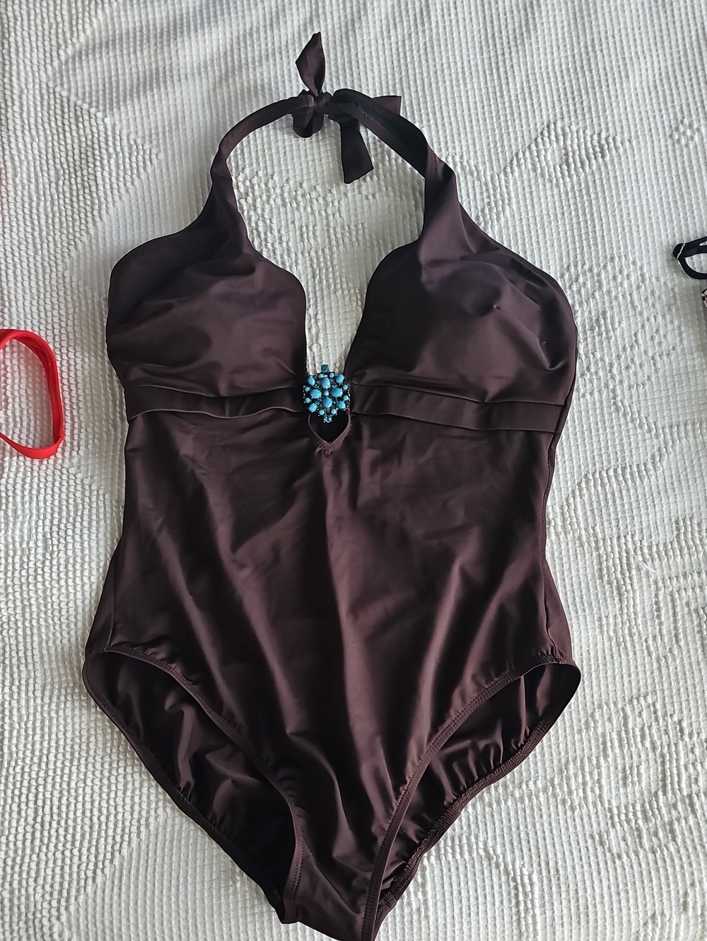 Magicsuit Brown One-Piece Swimsuit with Turquoise Accent